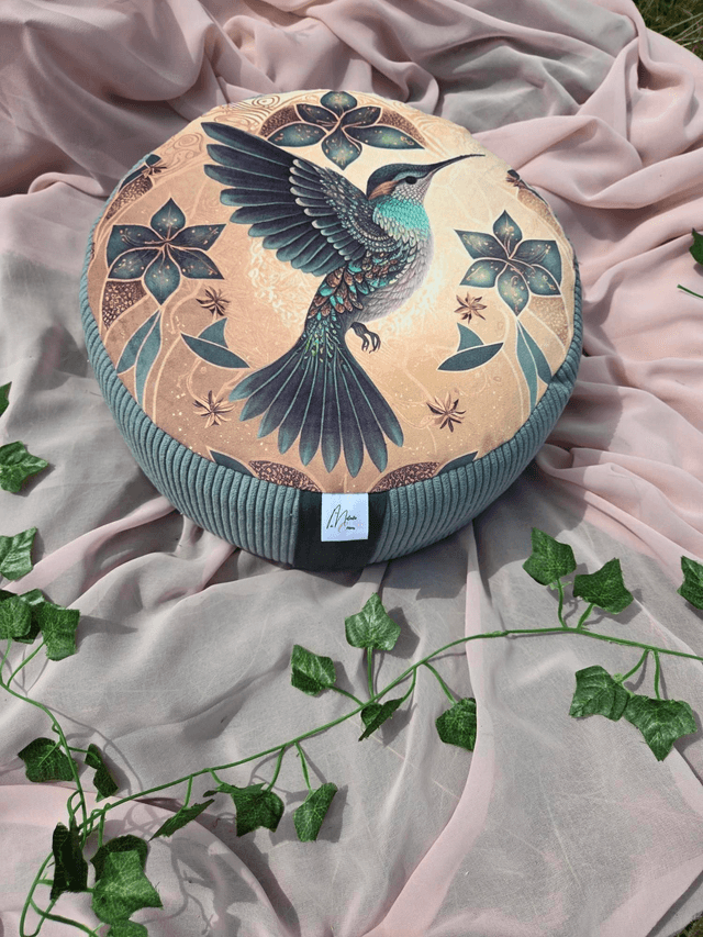 Zafu, coussin de méditation Colibri en épeautre 