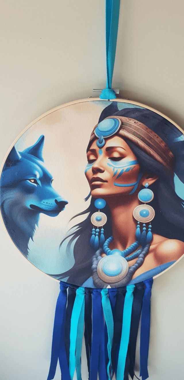 Attrape rêves chamane et loup