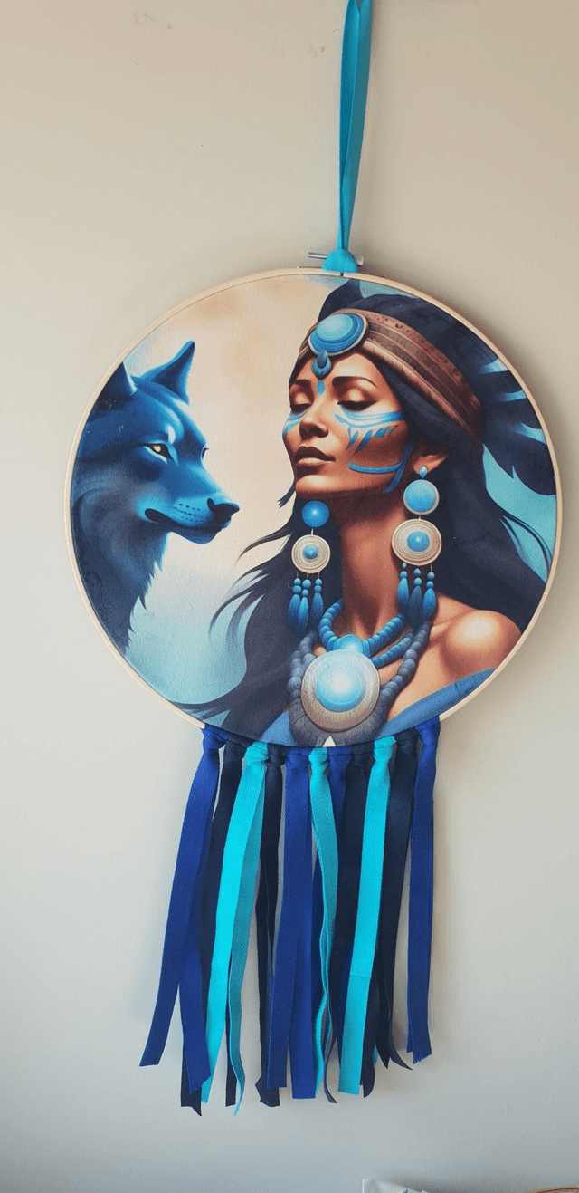 Attrape rêves chamane et loup