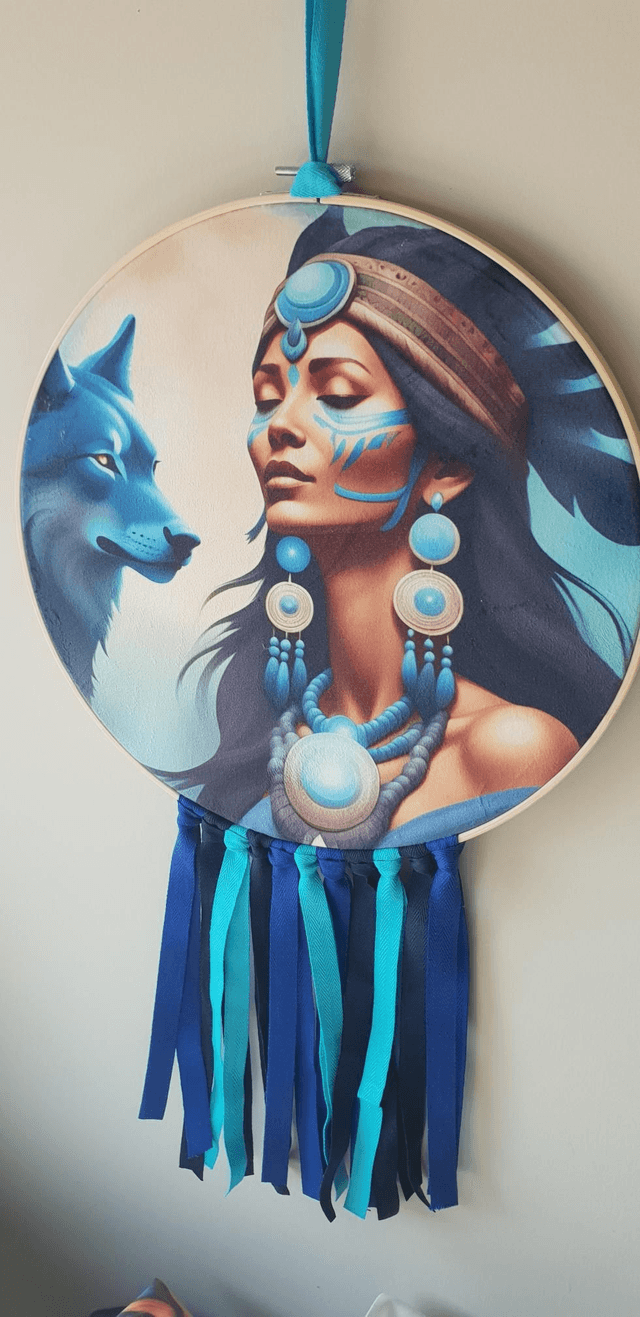 Attrape rêves chamane et loup