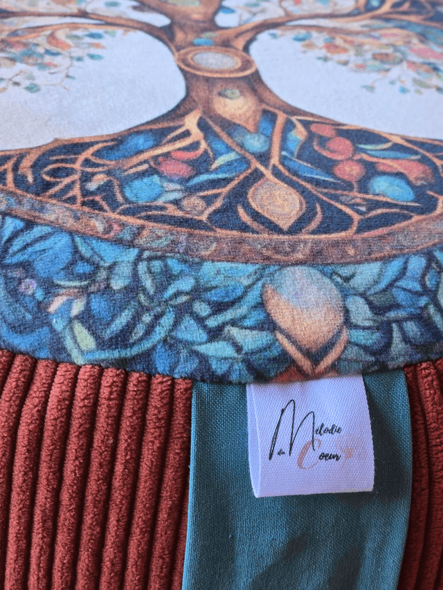 Zafu , coussin de méditation artisanal arbre de vie